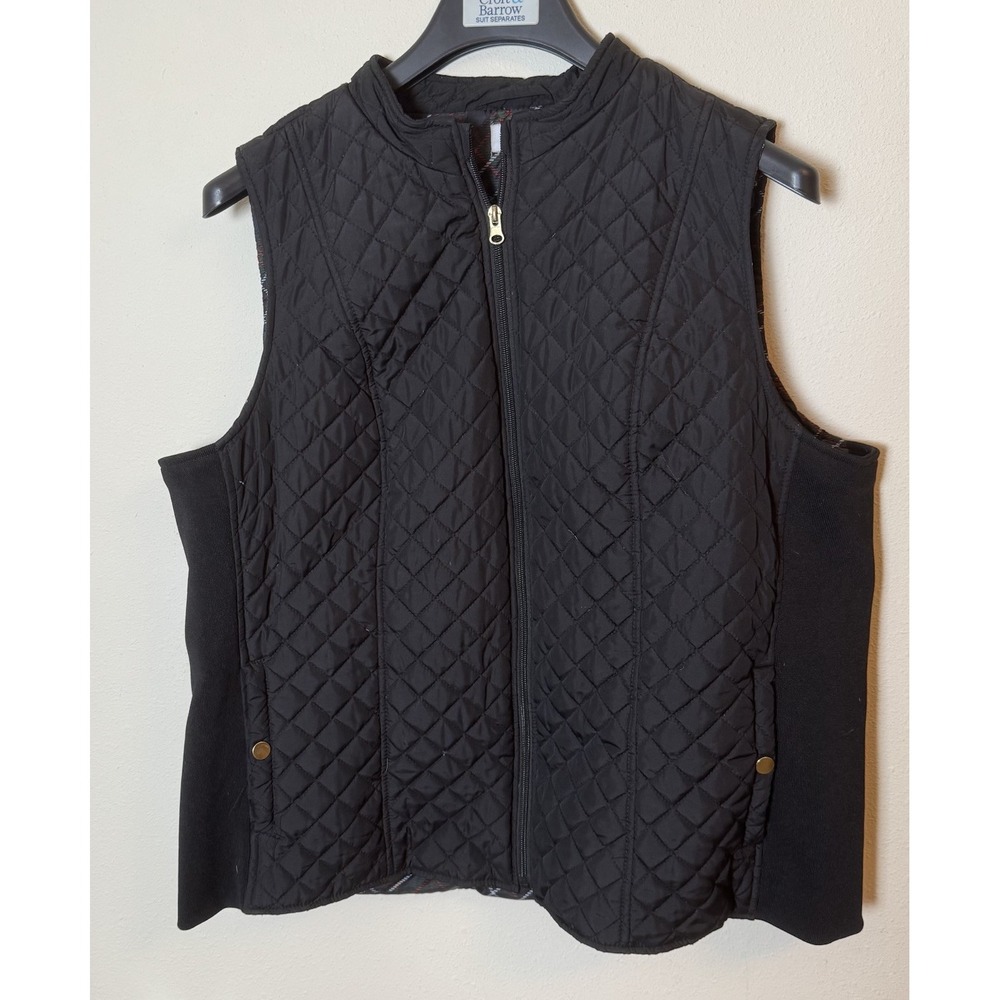 Kim Rogers Quilted Vest Sleeveless Plaid Lined Pockets Size 1X EUC